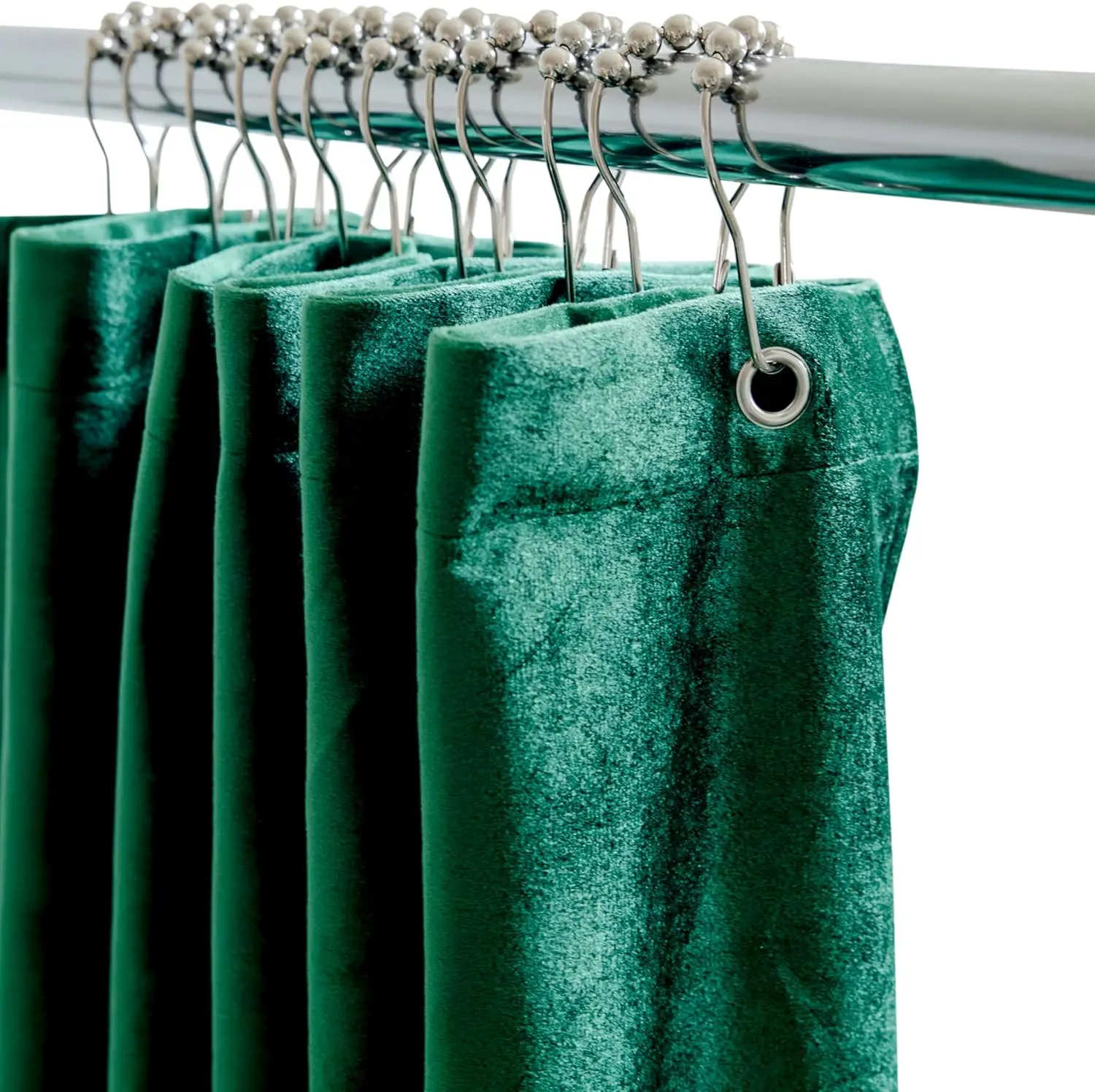 

Velvet Shower Curtain with Built-in Storage Pockets - Heavy Duty Washable Shower Liner with Pockets - Water Resistant Lu