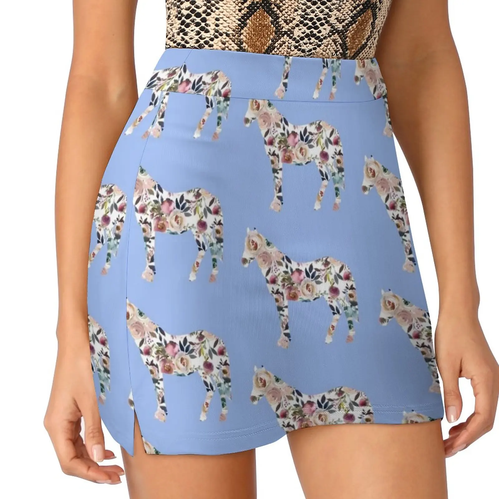 Floral Horse Gift For Horse Lover Korean Fashion Skirt Summer Skirts For Women Light Proof Trouser Skirt Cute Horse Cure Horse