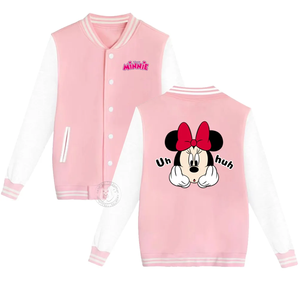 Disney playful Minnie Creative printed children\'s Fall Winter boys and girls casual comfortable cardigan baseball uniform