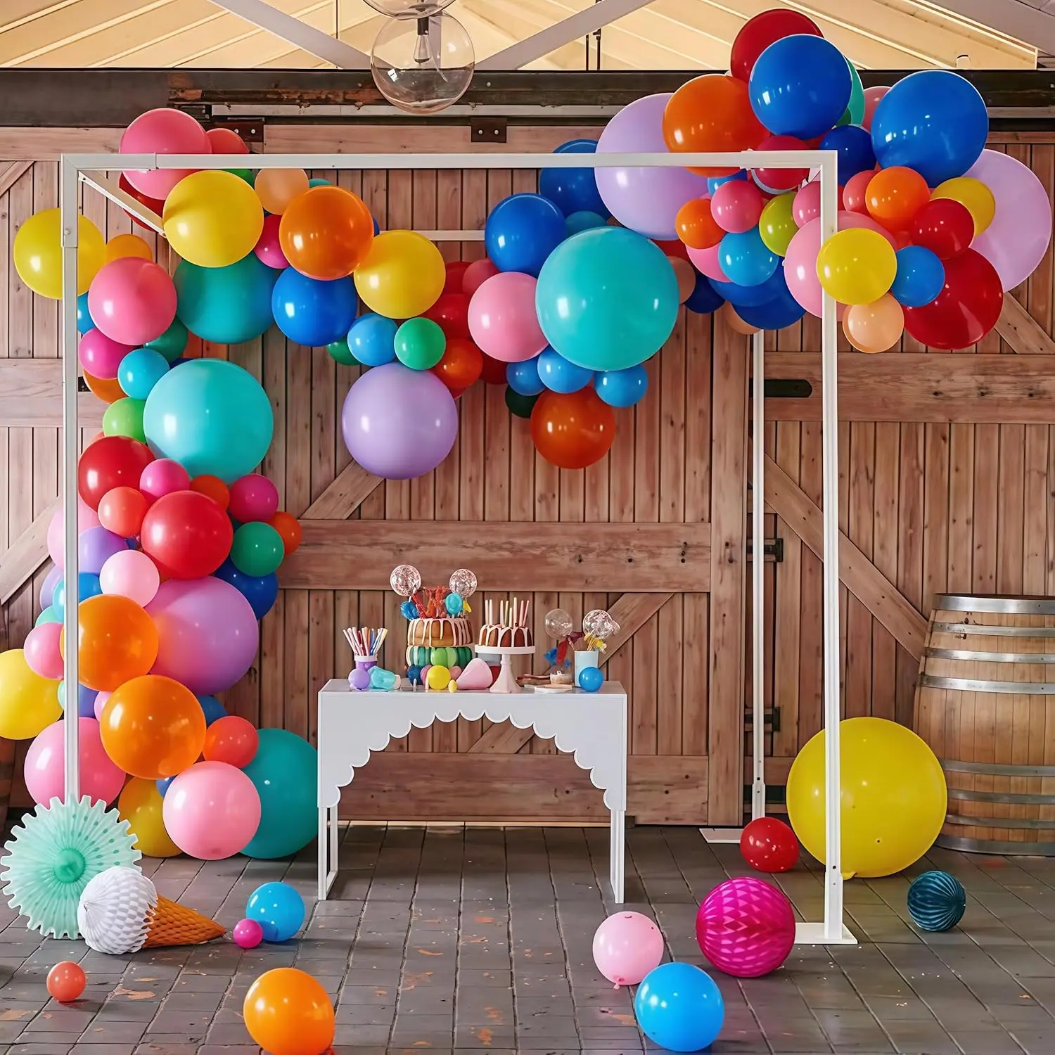 132-teiliges Pool-Party-Ballonbogen-Set, rosa, lila, orange, blau, Frucht- und grüne Ballons mit bunten Pailletten, geeignet für Haw – Detail 3