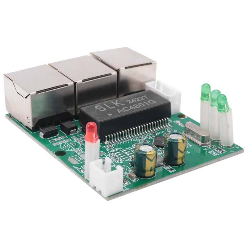 Novo-interruptor rápido mini interruptor ethernet de 3 portas 10 / 100mbps interruptor de rede hub placa de módulo pcb para módulo de integração de sistema
