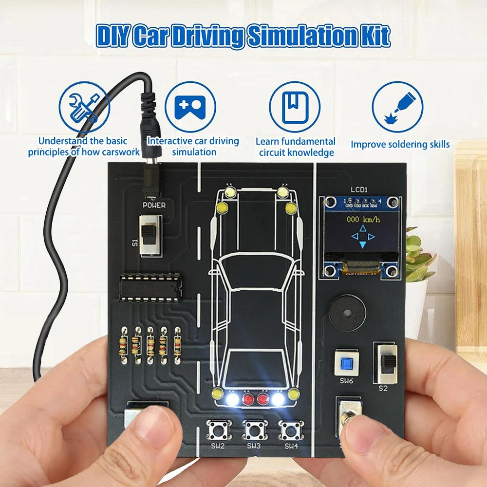DC5V DIY Car Driving Simulation Soldering Practice Kit Electronic Project Car Driver Simulator Solder Project for Students Learn