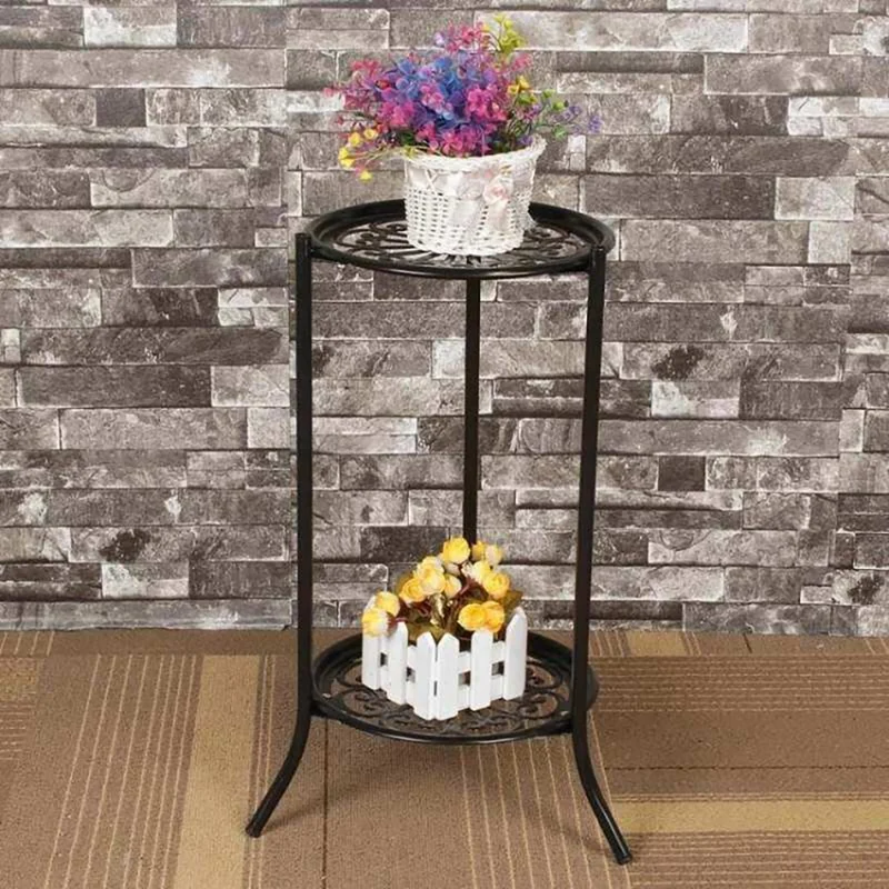 Two-Layer Elegant Metal Plant Stand Shelf Potted Plant Holder Modern Tall Plant Pot Stands For Indoor Outdoor Decor