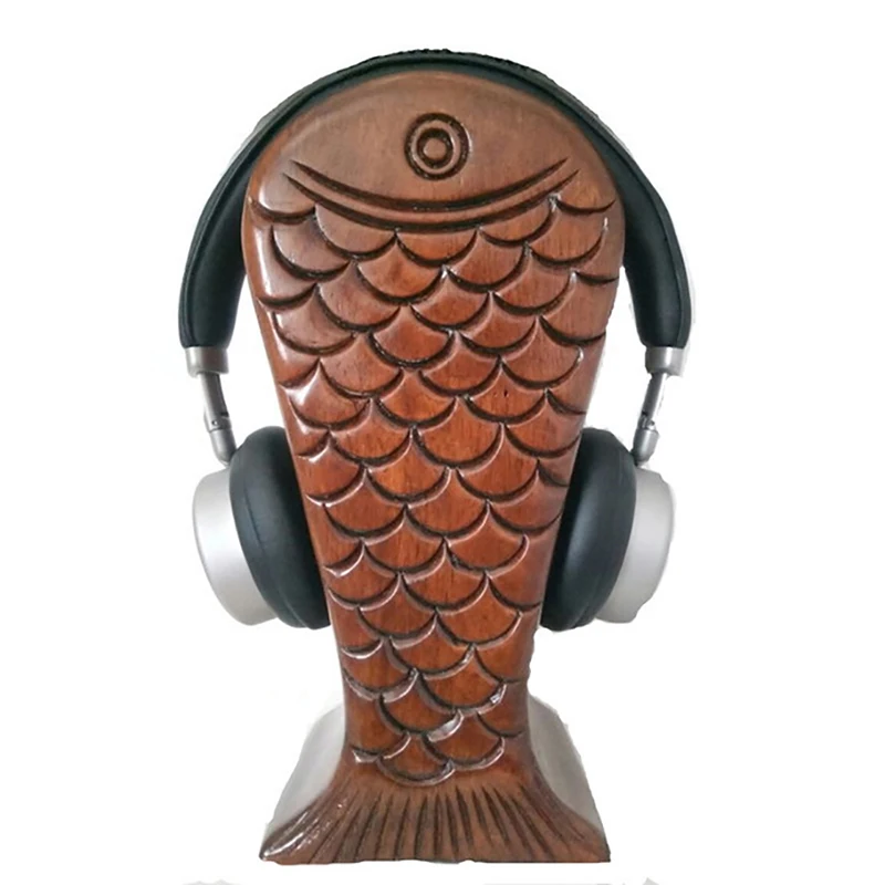 

Solid wood fish shaped gaming headphone stand, headphone display stand, gaming gift table gaming hanger