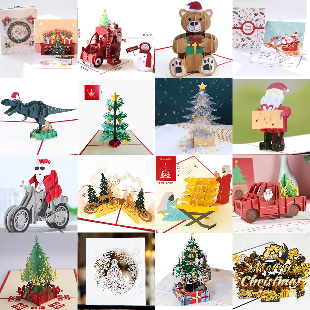 3D Pop UP noel kartları merry Christmas tebrik kartları parti davetiyeleri hediyeler yeni yıl tebrik kartı yıldönümü hediyeleri kartpostal