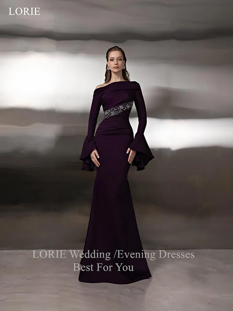 LORIE Elegant Purple Evening Dresses Sequined Mermaid Evening Prom Dress Maxi Bodybon Floor-Length Prom Gowns Customized
