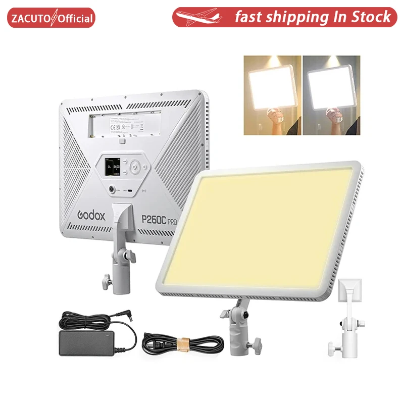 

GODOX P260C PRO LED Video Light Panel 2800-6500K Bi-Color Dimmable Studio Photography Lamp for Live Streaming Youbube Vlogging