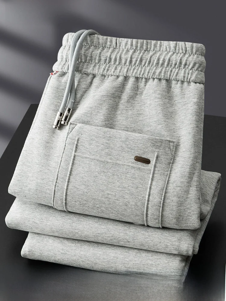 Men's Autumn Winter Thi Soft Air Layer Straight Leg Casual Sports Pants Slim Fit High End Leisure Trousers Long Pants