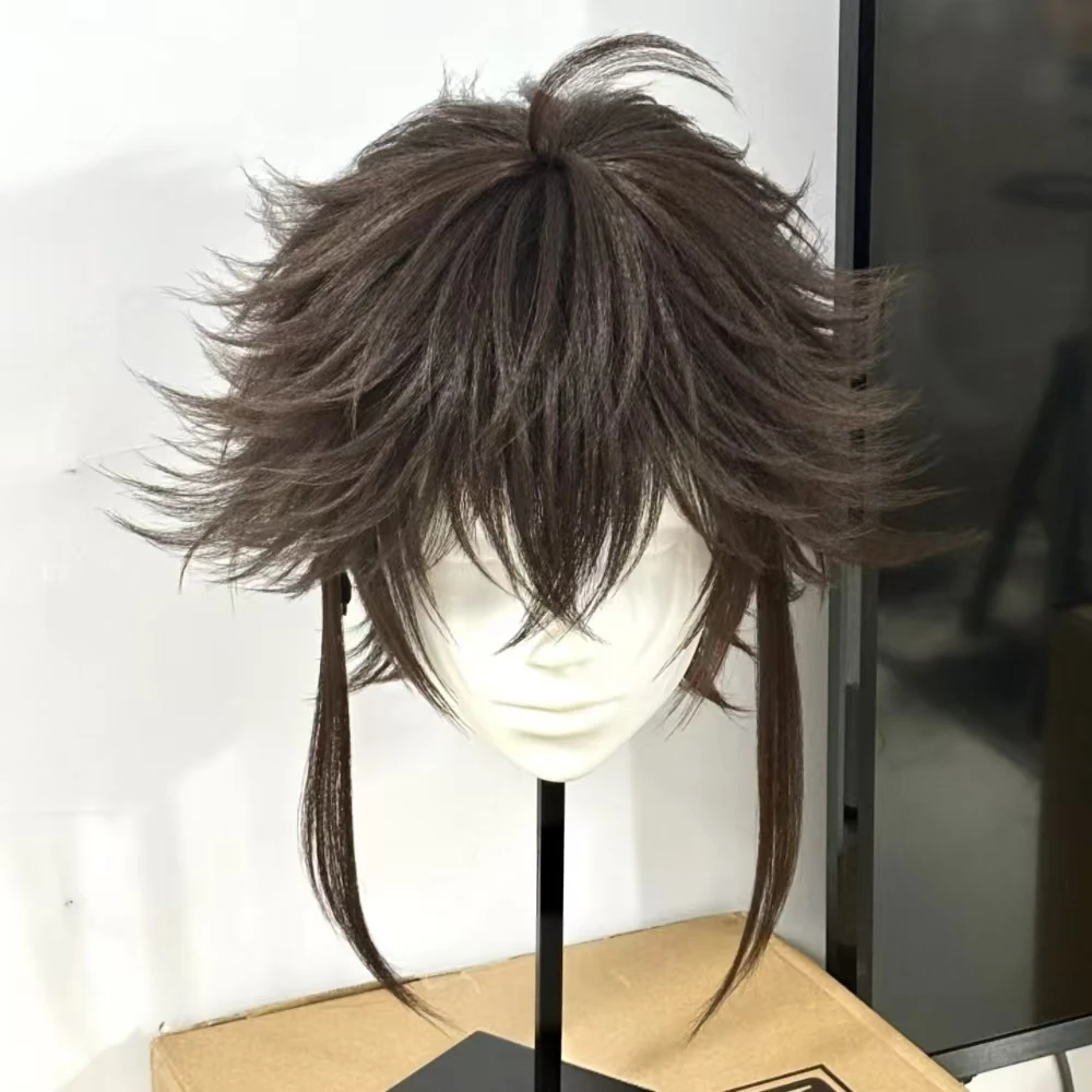 Anime Suehiro Tetsucho Cosplay Wig Brown Flip Short Hair Heat resistant Synthetic Fiber Wig With Rose Net Party Cosplay Wig