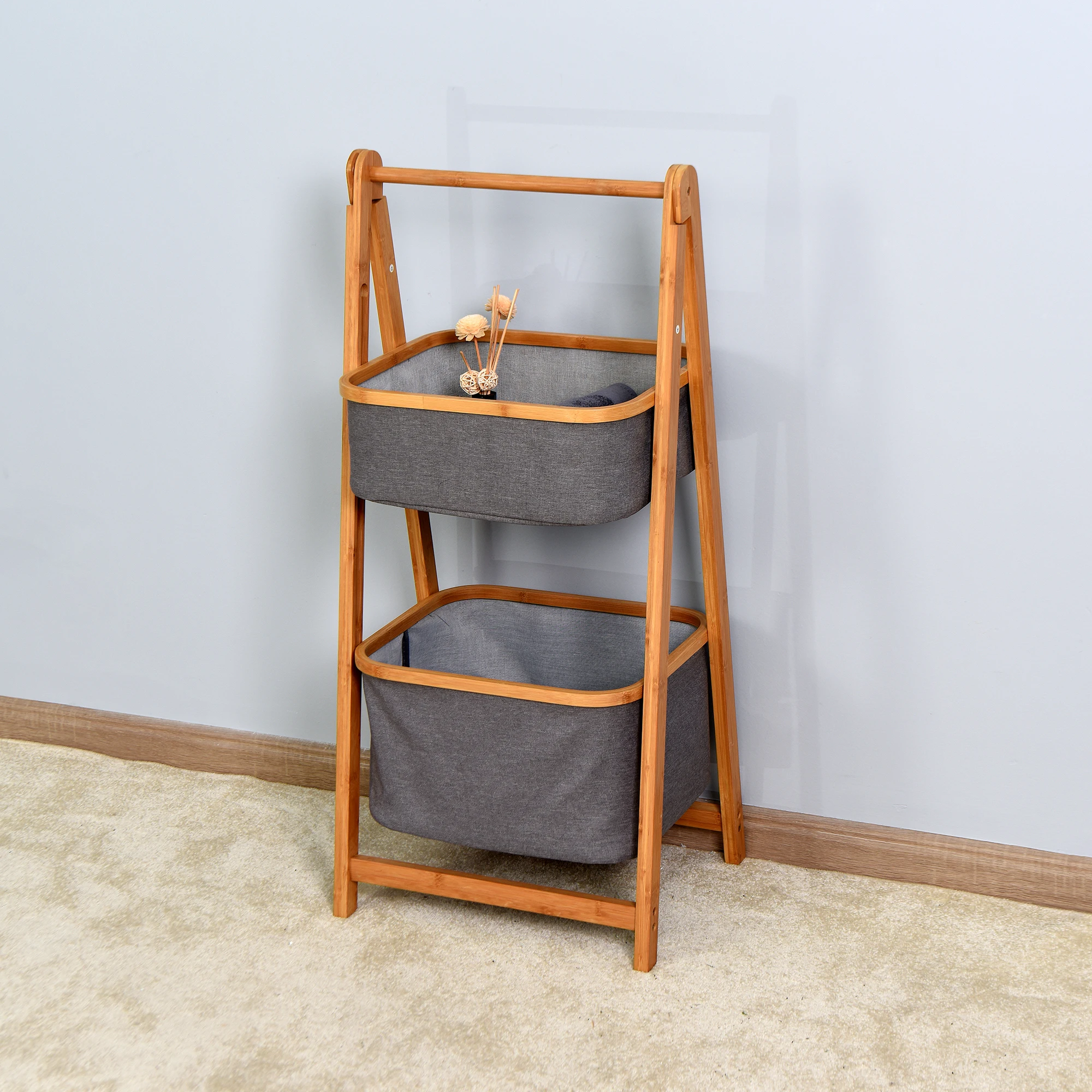 

Living Room Kitchen And Bathroom 2-Tier Storage Rack Bedroom Bamboo Rack 17.32 x 13 x 38.9 inch