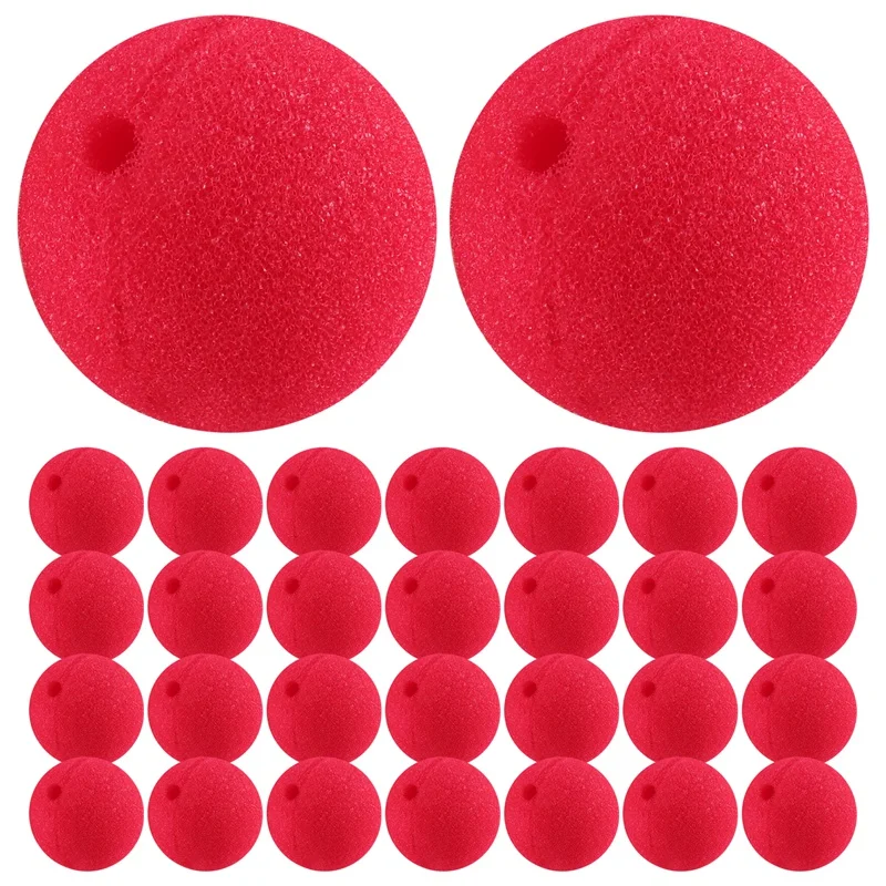 30PCS 2X2Inch Cosplay Noses Red Clown Nose for Party Halloween Costume Supplies Christamas