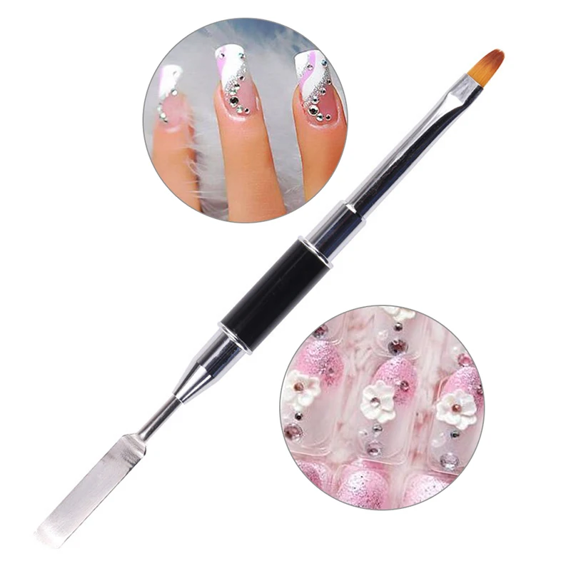 Double Side Nail Art Brushes For Manicure Poly Nail Gel Tip Extension Acrylic Builder Accessory Polygels Spatula Pen Nail Tools