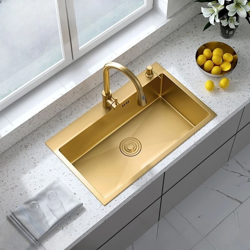 

Nano 304 stainless steel sink gold kitchen sink undercounter basin large single sink thickened handmade small dishwashing sinks