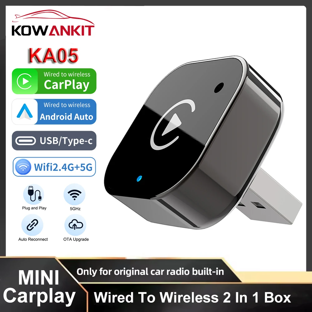 2026 Upgraded 2-in-1 Wireless CarPlay Adapter for iPhone & Android Auto, Plug and Play Wired to Wireless Dongle with Fast Auto-C