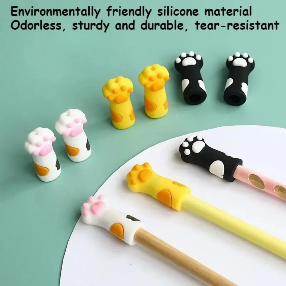 5PCS Cartoon Pencil Case, Super Cute Cat Claw Pen Cap,Pencil Soft Silicone Protective Case, Suitable for Students,Office Workers