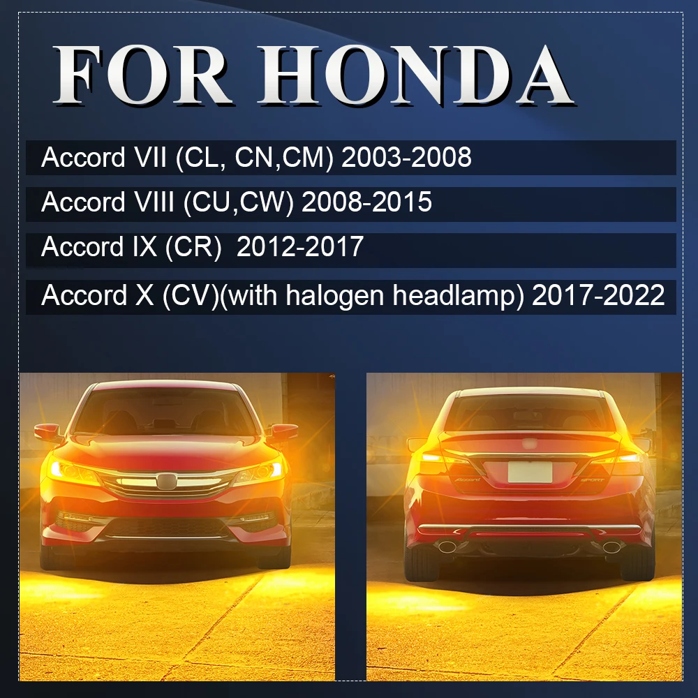 Turn Signal LED Lights For Honda Accord 8th 9th 7th 10th Gen Indicator Bulb Amber Accord 7 8 9 10 2003-2008 2009-2015 2016-2022