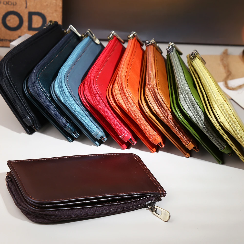 Women's New RFID Multi Card Zero Wallet Leather Simple Folding Short Card Bag Retro Top Layer Cowhide Wallet