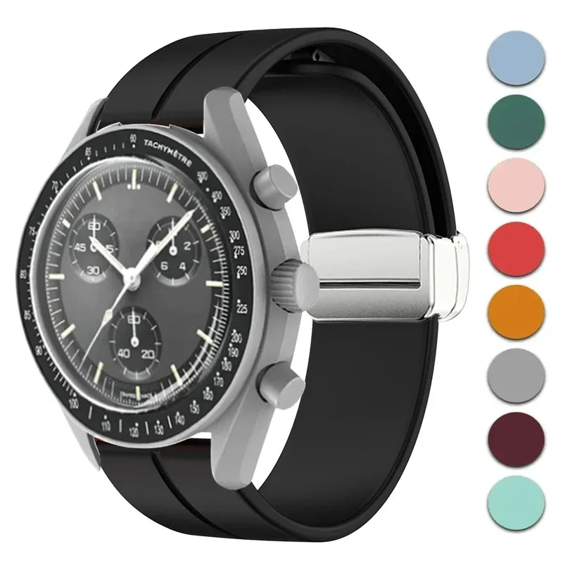 Magnetic Buckle Strap for Omega X Swatch Joint MoonSwatch Soft Silicone Band 20mm Men Women Moon Mercury Mars Sports Bracelet