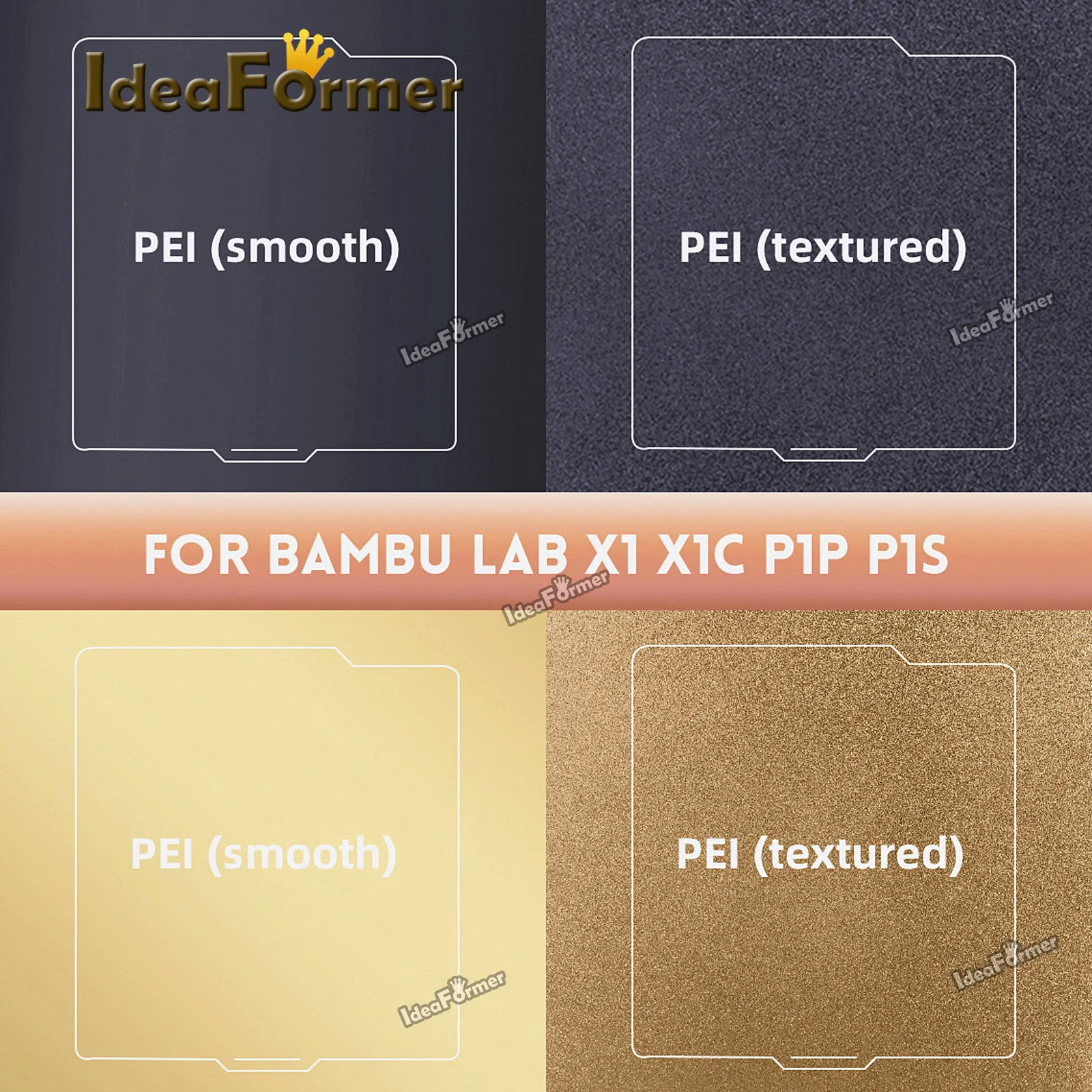 

Пружинная стальная пластина P1s Bambulab, лист Pei 257x257 H1H PEY Plate P1s Bamboo Lab Bambulabs X1 Carbon X1C A1 PEO Plate