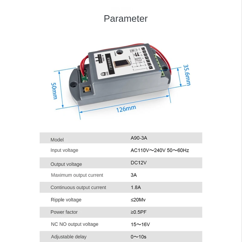 Imagem -06 - Door Lock Power Supply Access Control Transformer Power Controller 3a 12v 3a