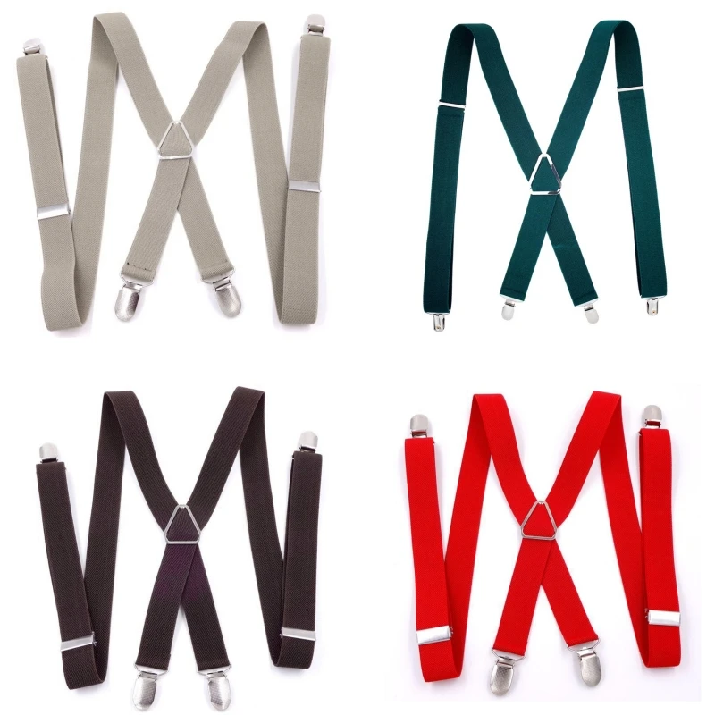 Bretelles élastiques réglables pour hommes et femmes, bretelles arrière X, pantalons pour fj2.5 cm, largeur 4 clips