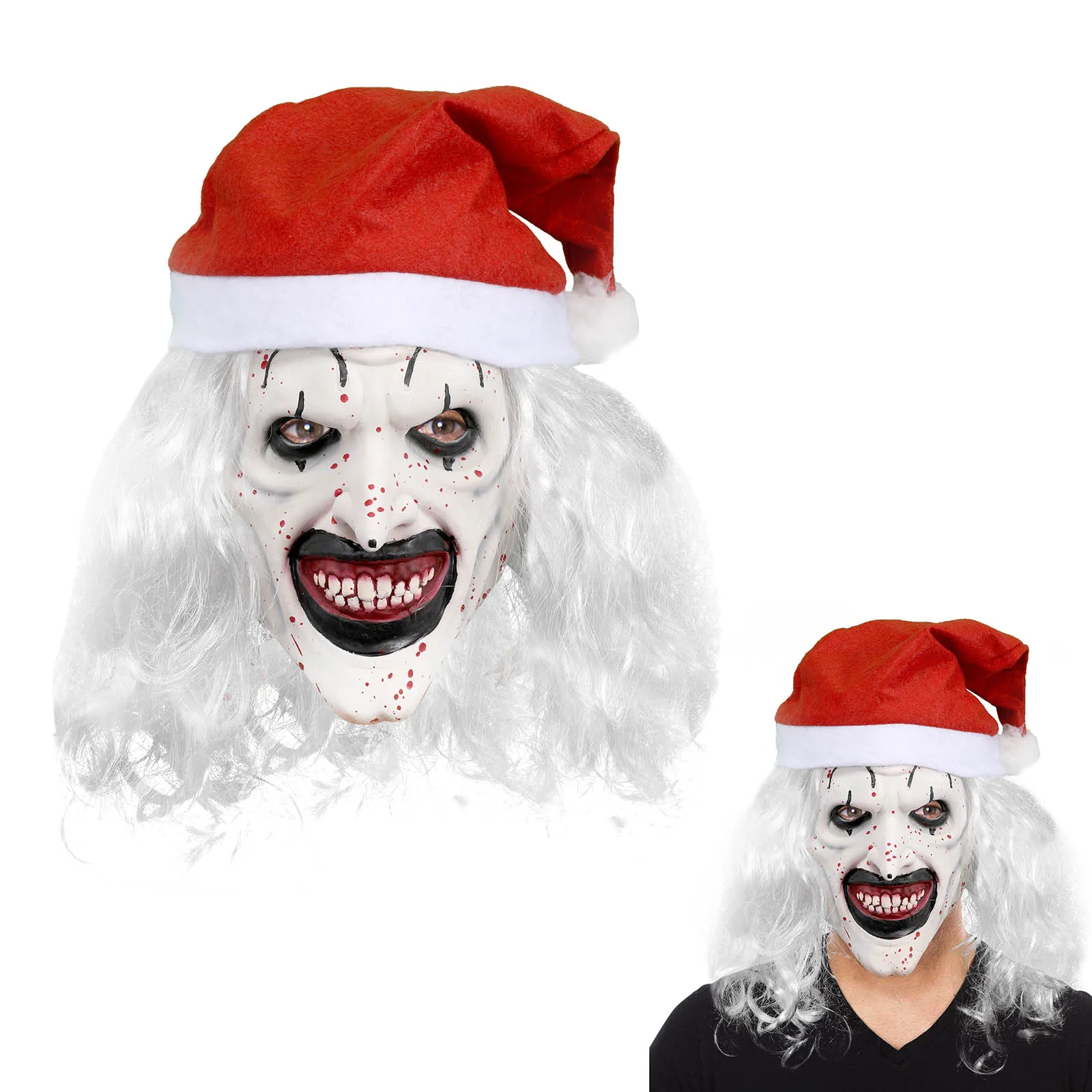 Interesting Hats Terrifying Halloween Terrorist Clown Mask, Creepy Killer Clown Half Face Mask, Horror Art With Hat Clown Mask