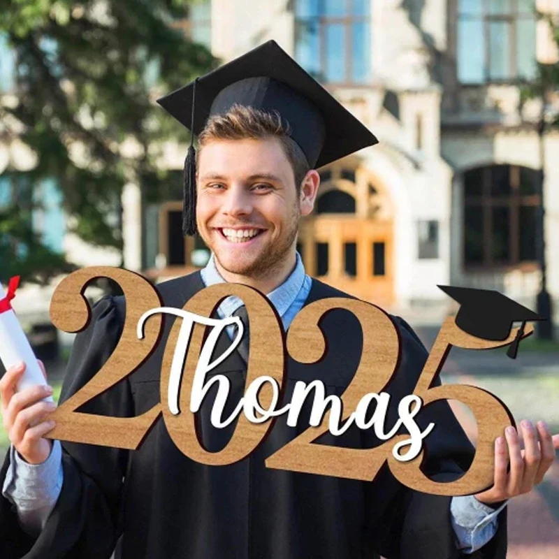 

Custom Wood Grad Sign Senior Year Photo Prop Personalized Graduation Sign Decor Class of 2025 Backdrop Decor