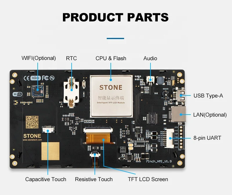 STONE manufacturing low cost cheap 3.5/4.3/5/5.6/7/8/10.1/10.4/12.1/15inch touch display industrial capacitive hmi touch screen