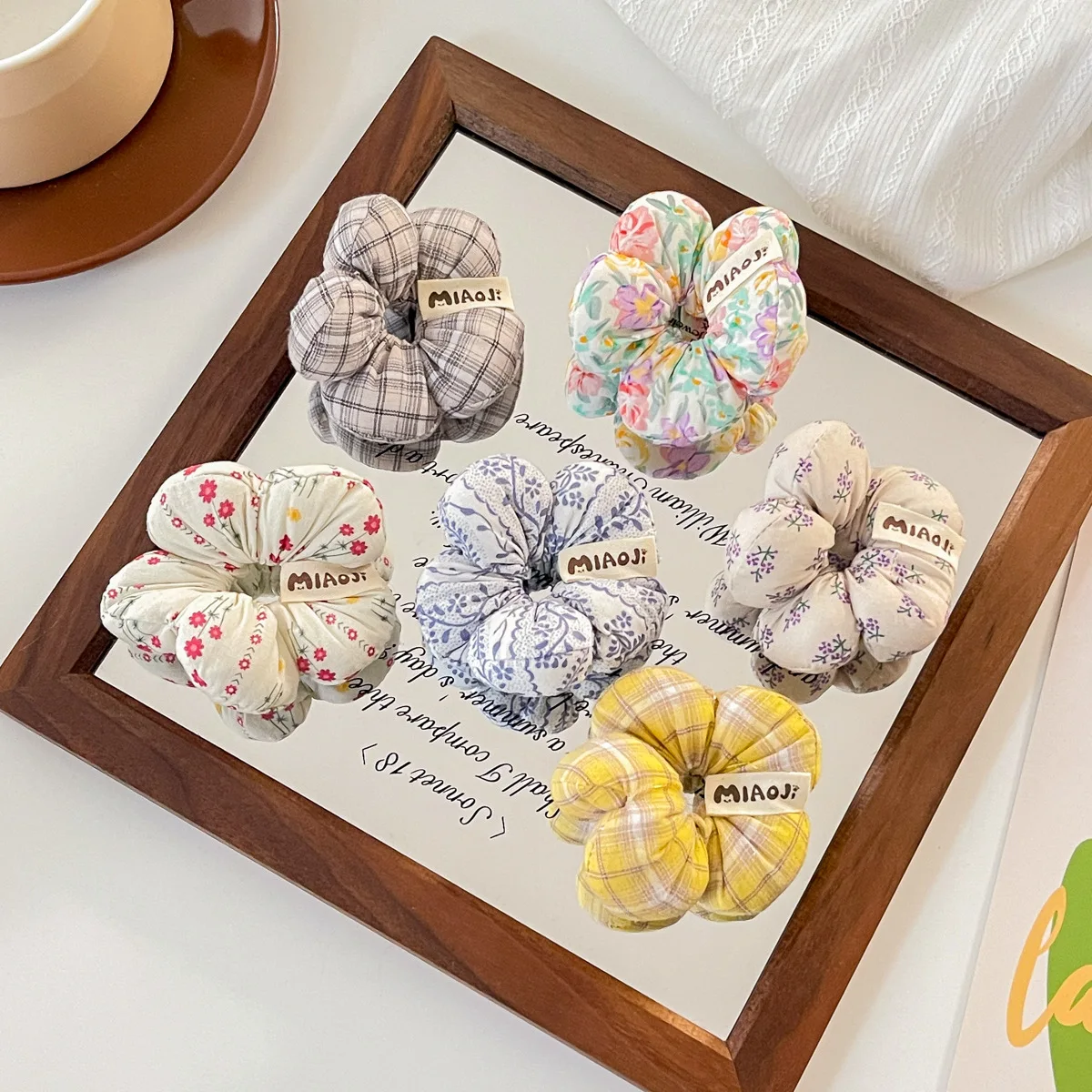 

Милые резинки для волос с цветочной губкой, милые резинки для волос с цветочным принтом для детей и девочек, милый кавайный держатель для хвоста, аксессуары для укладки волос