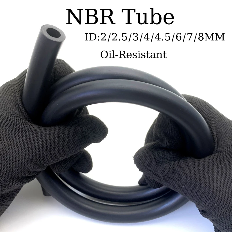 High Quality ID 2mm~8mm Black Nitrile Rubber NBR Pipe, Oil and Fuel Resistant Hose, Flexible Available in Multiple Sizes