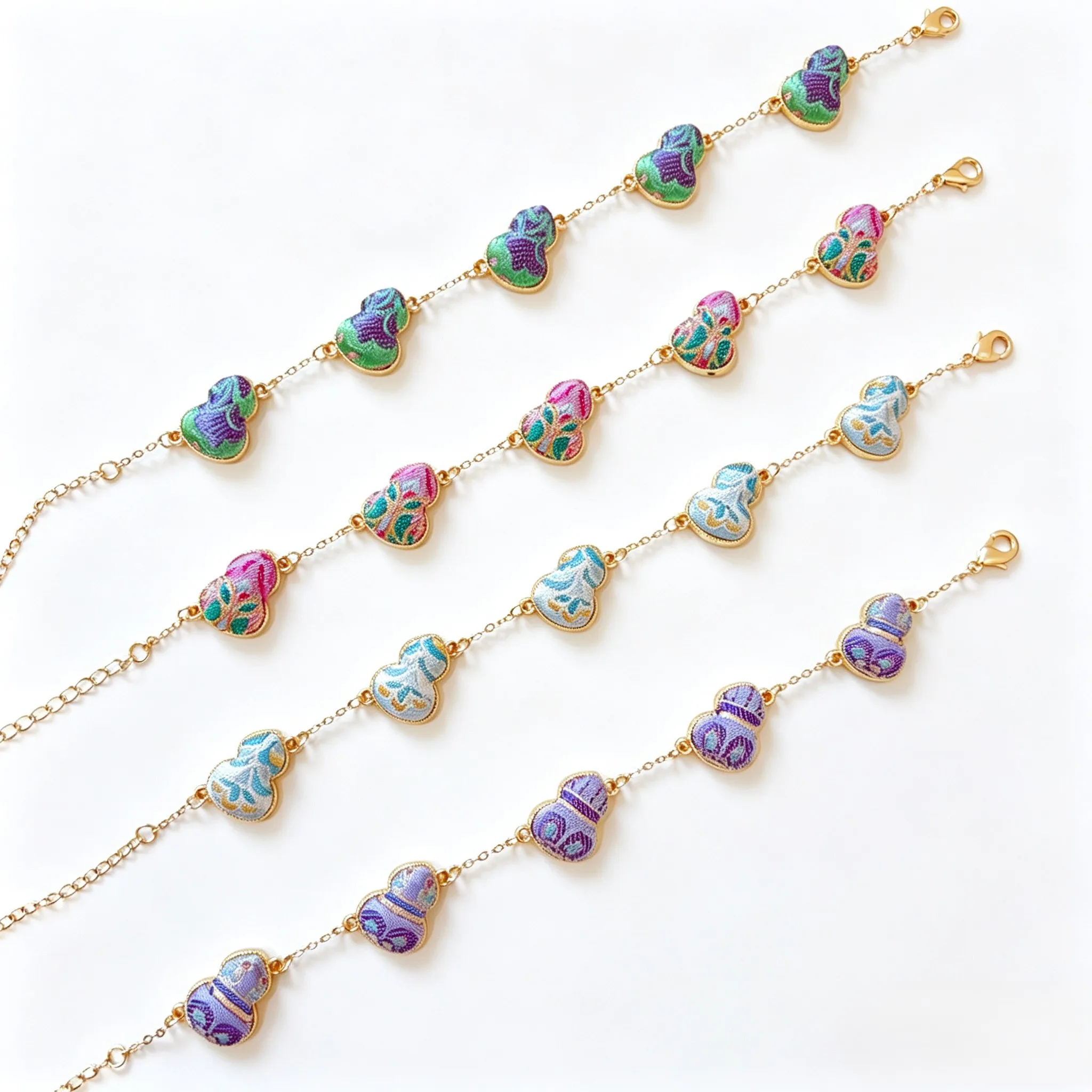 Handmade Song Brocade Gourd charm Bracelets Chinese Oriental Aesthetic Lucky Charm Wristband