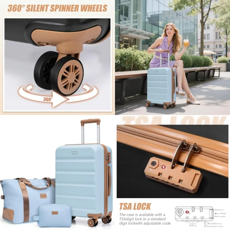 

Luggage Sets 3 Pcs, Suitcases with Wheels, Carry On Luggage Set, ABS Hard Case Luggage with TSA Lock Spinner Wheels 3 Pcs Sets,