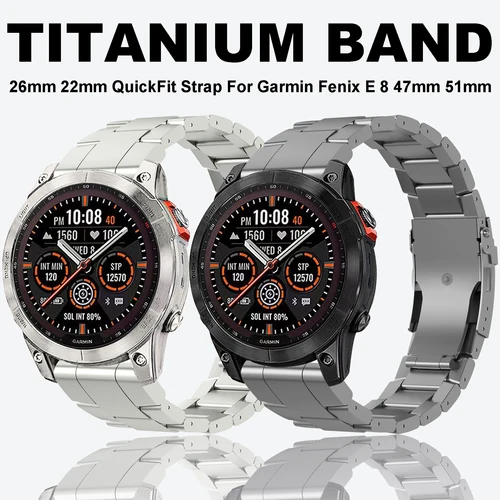 Correa de titanio QuickFit de 26mm y 22mm para Garmin Fenix E 8 47mm 51mm 7 7X Pro 6 6X 5X Plus/Epix Pro/MARQ/TACTIX