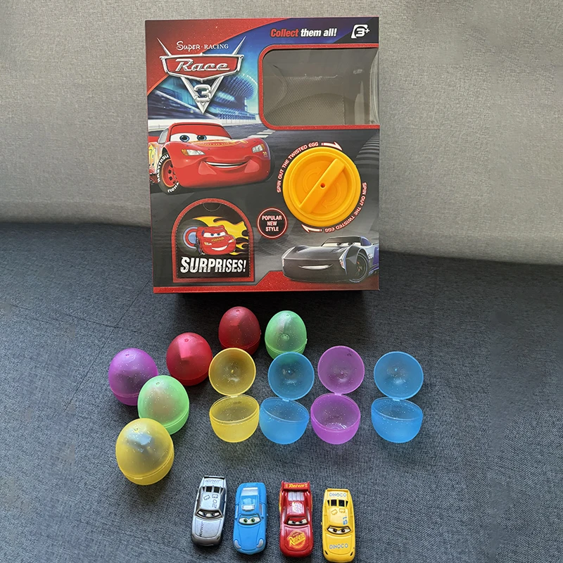 10pcs Set Disney Pixar Cars Gashapon Series Pullback Car Lightning Mcqueen Matt Jackson Storm Diecast Model Car Toys Kids Gift