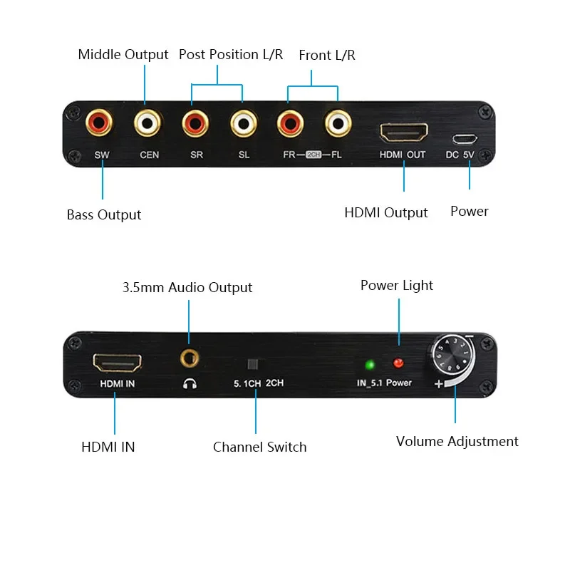 4K HD Audio Extractor Decoder 5.1CH AC3/DTS Audio Converter Decoder RCA Sound Amplifier Analog Converter for PS4 TV DVD Player