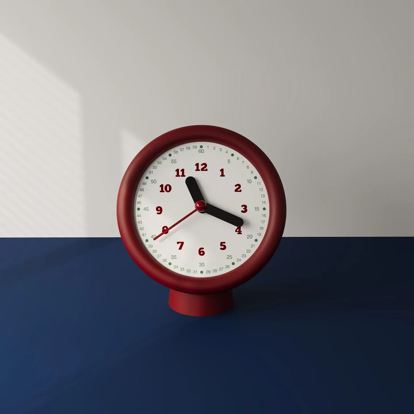 Retro Red Round Table Clocks Room Decoration with Mute Quartz Movement Minimalist Desktop Clock Living Room Home Decor Ornaments
