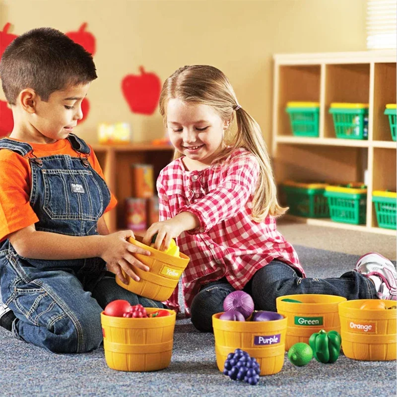 30 peças de classificação de cores cozinha fingir jogar conjunto de alimentos presente educacional crianças formas-fruit & vegetal brinquedo brinquedo, crianças, aprendizagem