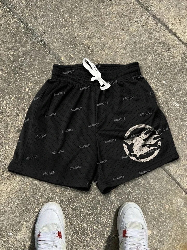 

Базовые винтажные шорты с графическим алфавитом, модные свободные баскетбольные спортивные дышащие шорты для спортзала, шорты для фитнеса и тренировок, мото