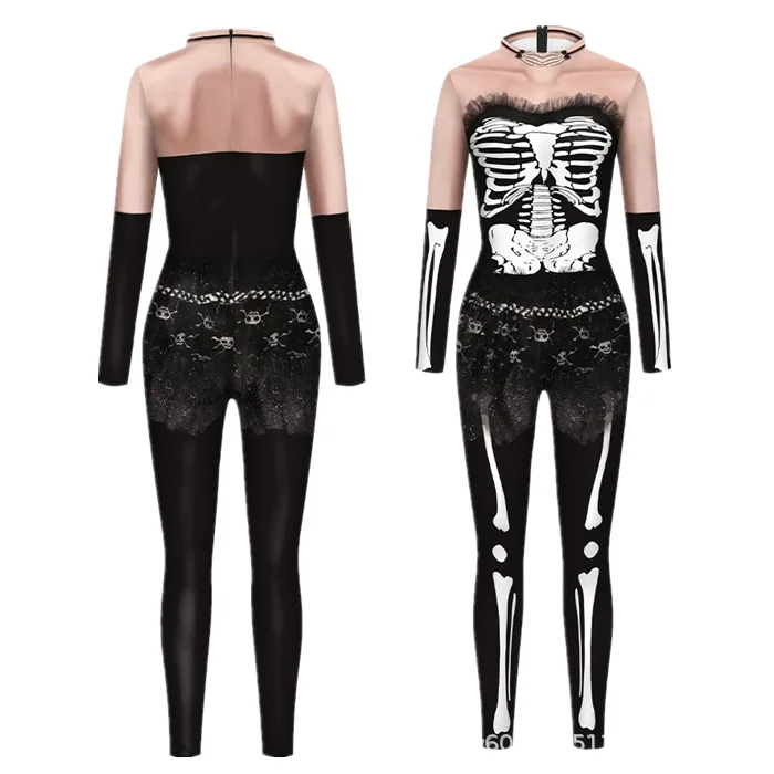 Skelett-Knochen-Blumen-Schädel 3D-Druck Anzug für Damen und Herren, Muskel-Menschenkörper-Jumpsuit, Halloween-Party-Cosplay-Kostüme – Detail 18