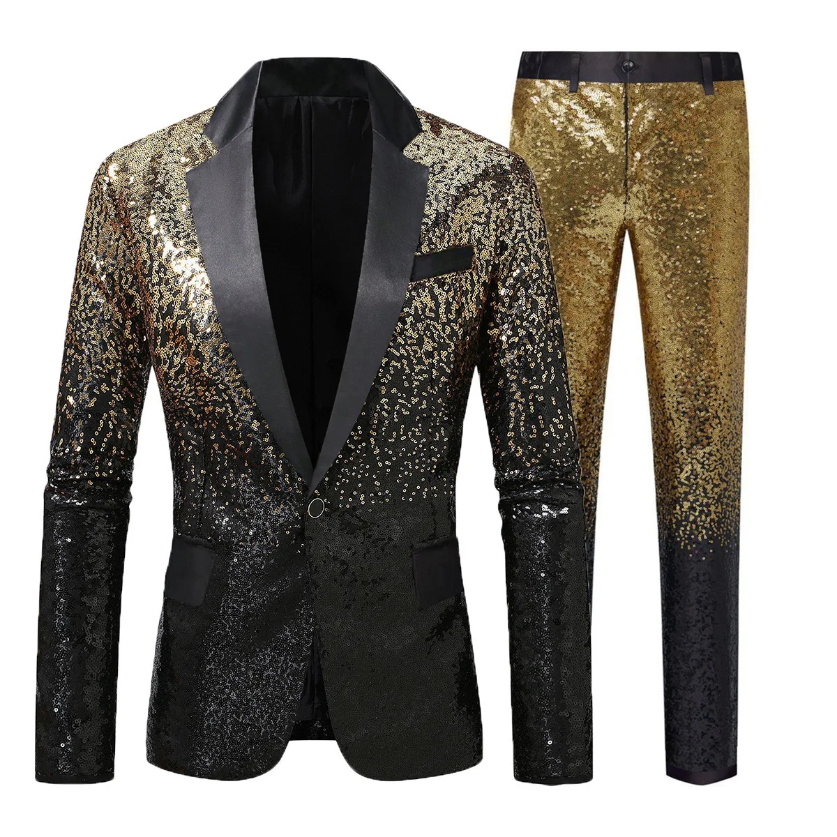 

New Men's Gradual Change Sequined Suit Night Club Stage Suit Men's Two-piece Suit