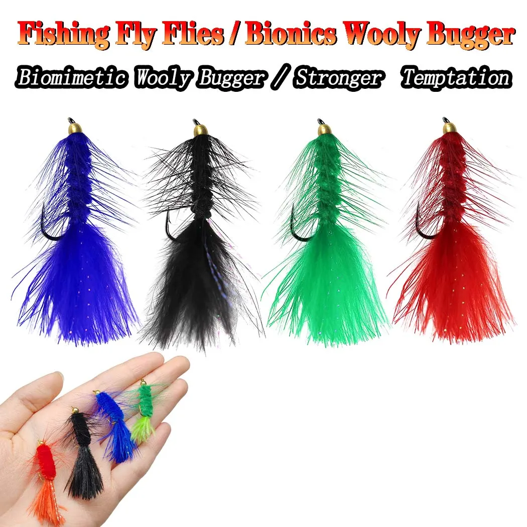 

5 шт., латунные бусины, шерстяные буггерные стримеры, рыболовные нахлыстовые приманки, красный, черный, соленая вода, крючок для вязания мушек, приманка для форели