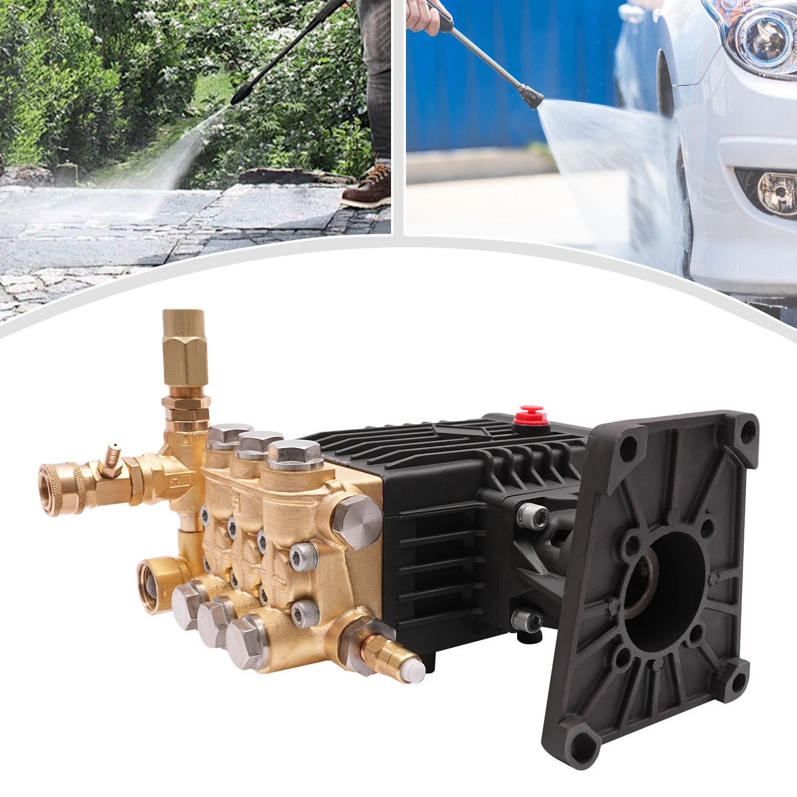 4000PSI 4GPM High Pressure Brass Pump Head Gas Pressure Washer Pump 13HP 3400RPM Direct Drive Rust Proof Aluminum Shell with Pressure Gauge for Car Wall Sidewalk view 2