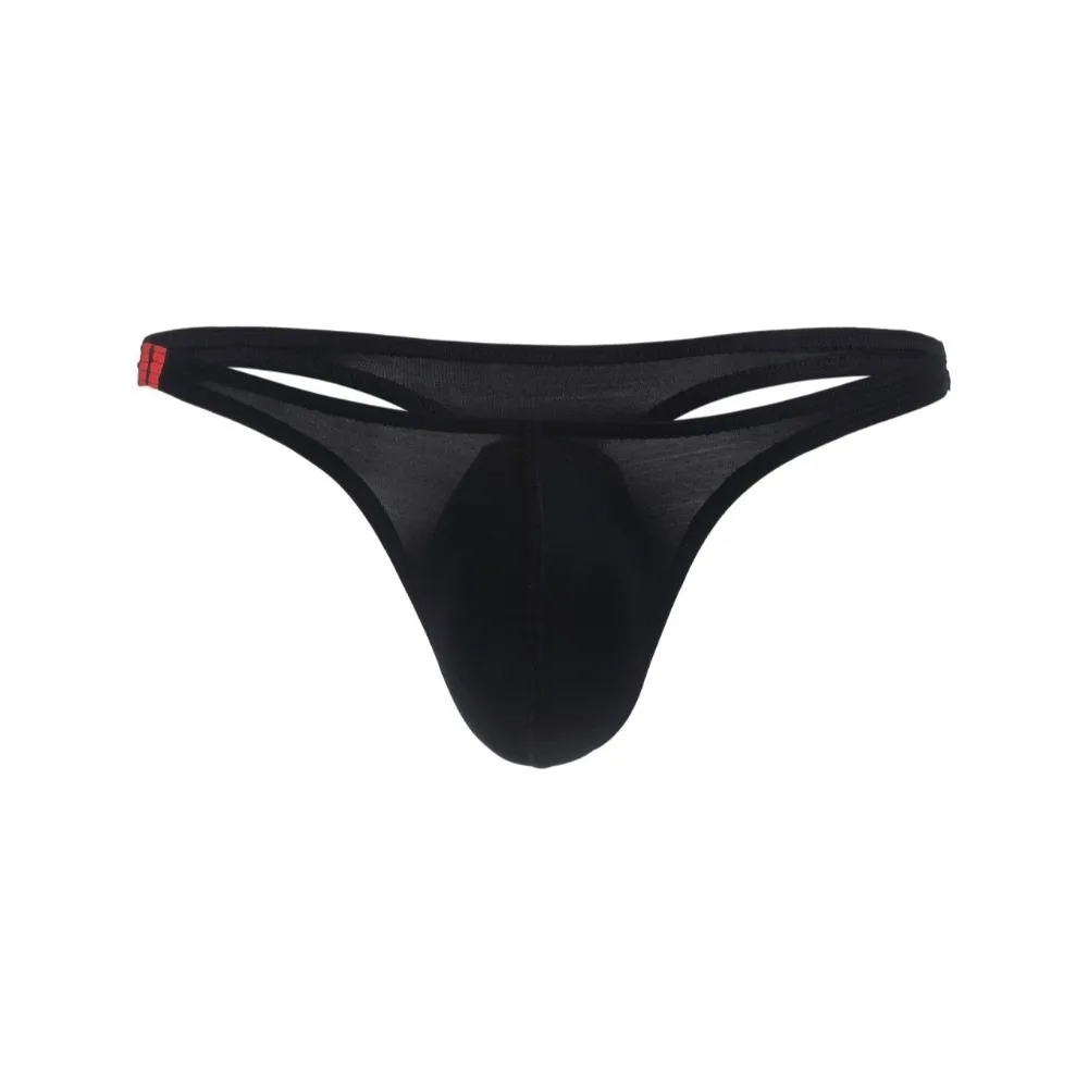 

Fashion Low Rise Men's Thong U Convex See-through Ice Silk Underpants Ultra-Thin Quick Dry Bikini Briefs Male