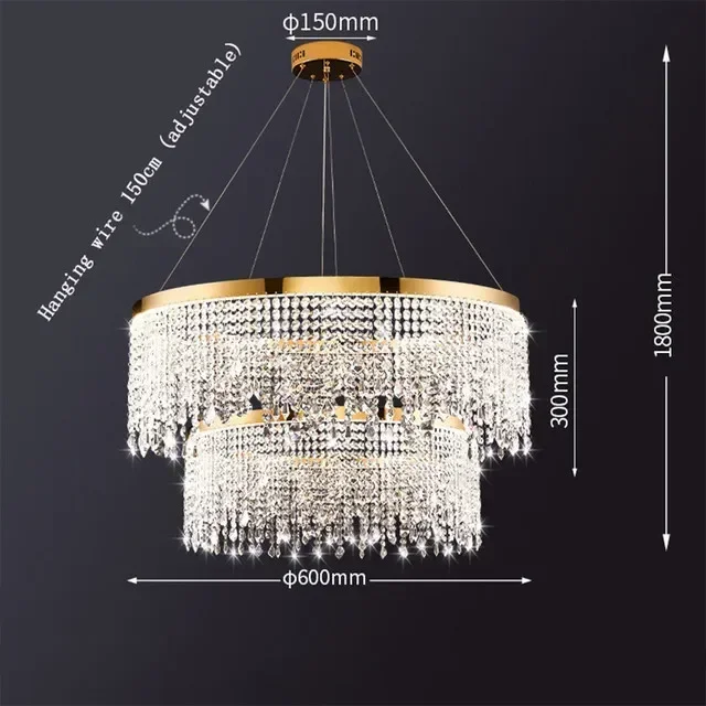 TAONUANSHU Kristall Hängen Kronleuchter Ring Beleuchtung Nordic Esstisch Luxus Gold Led Kreis Decke Anhänger Licht Glanz Wohnkultur 6