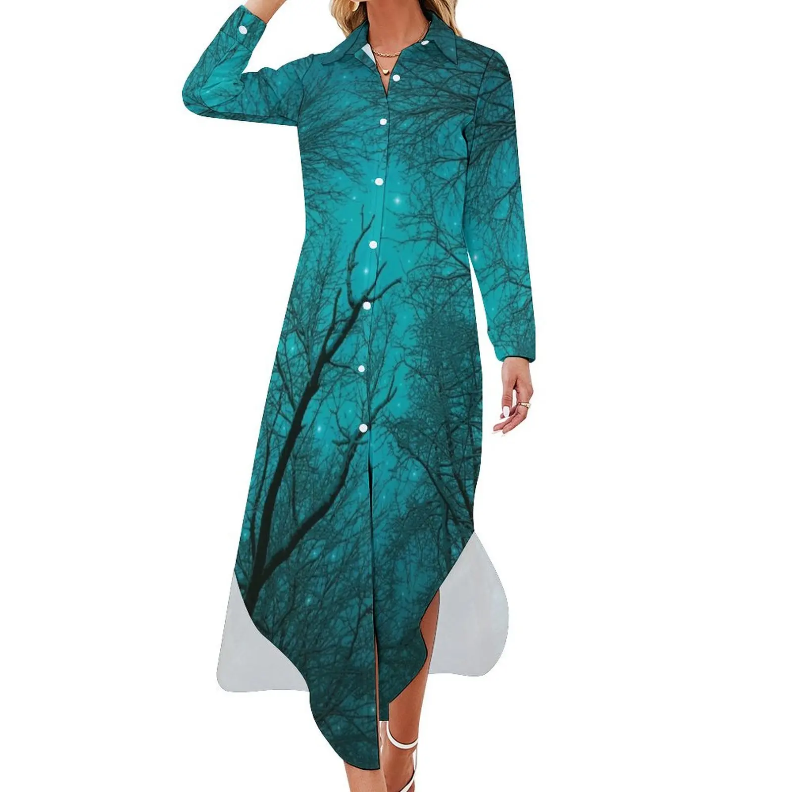 

Simply Stare Upward Long Sleeved Shirt Dress Long dresses Cocktail of dresses luxury evening dresses 2024