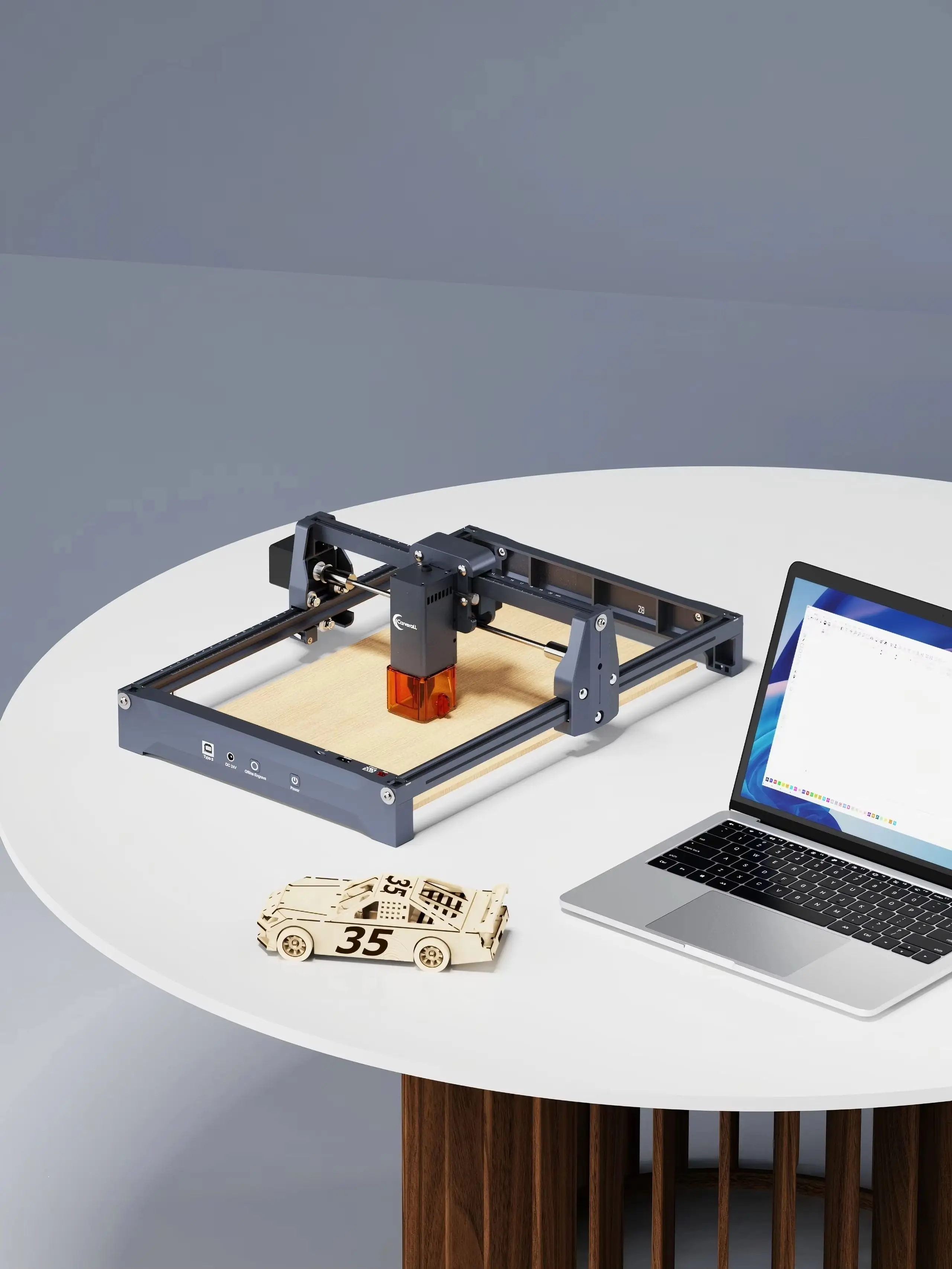Carverall K15PRO 7W 12W Grauer Laser-Gravierer und -Schneider, Desktop-Laser-Gravur- und Schneidemaschine mit offenem Rahmen, A4 297x210mm, 15000mm/min, 0,01mm Präzision, kostenlose Software, WiFi