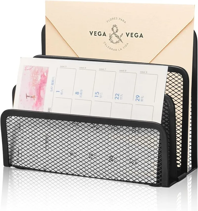 

Desk Mail Organizer Small File Holders Letter Metal Mesh Document/Filing/Folders/Paper Organizer for Desktop
