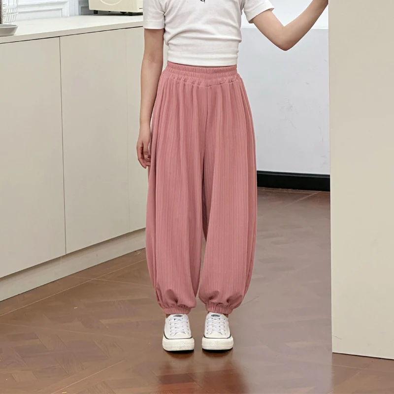 1pc Kid Mosquito Proof Pant Boy Girl Casual Loose Thin Trouser Ice Silk Spring Summer Baby Versatile Breathable Candy Color Pant