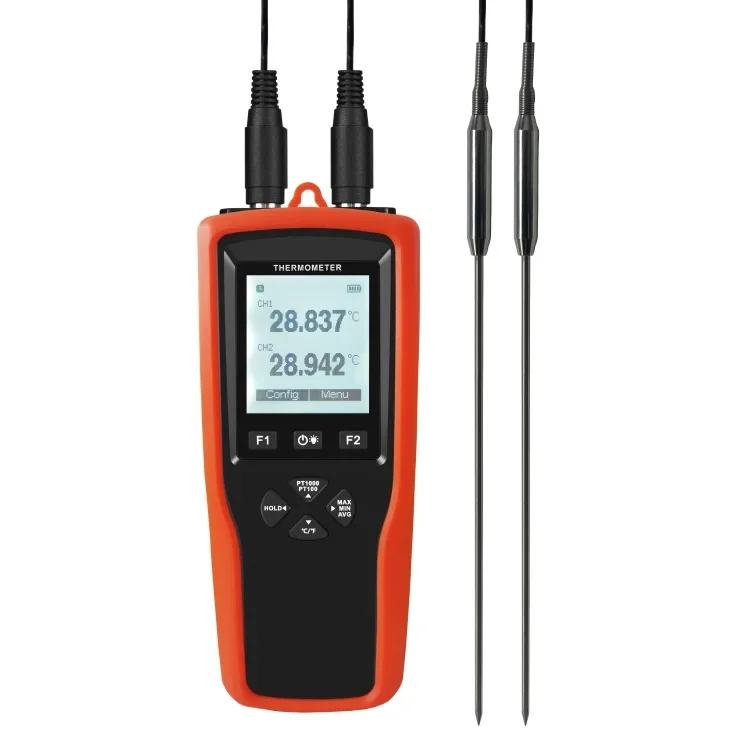 YET-720L 2 Channels Dual PT100 and PT1000 Probe Temperature Measuring Thermometer with Data Recording Function