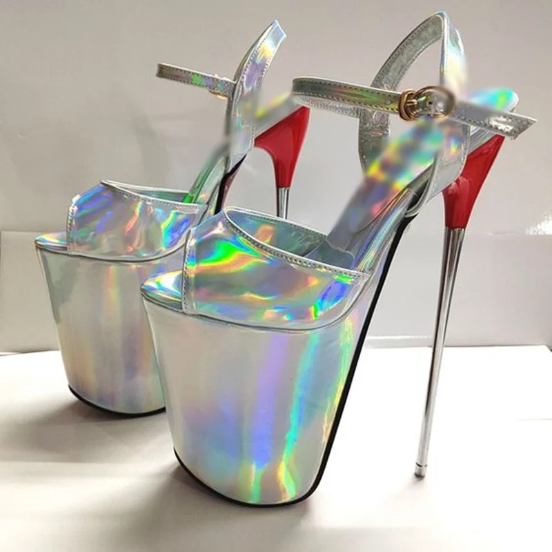 

Silver Buckle Platform Pumps Thin High Heel Peep Toe Cut Out Fashionable Sexy 2024 Summer Big Size Woman Shoes Zapatillas Mujer